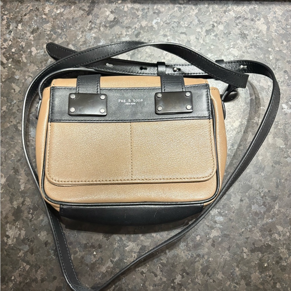 Rag&Bone Small Leather Crossbody Bag Coffe and Black